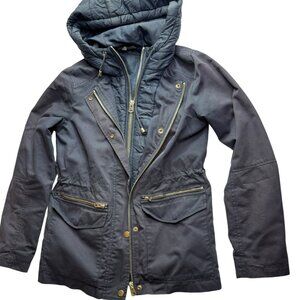 TOPSHOP Blue Parka Jacket Coat Dark Navy Blue.  Size Women's US 2.  Full Zipper